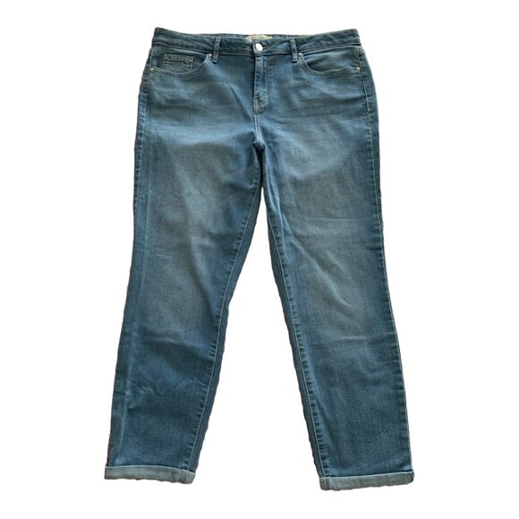 EUC JESSICA SIMPSON Women's Curzon Blue Forever Rolled Skinny Jeans Sz 32/14 - Picture 5 of 10